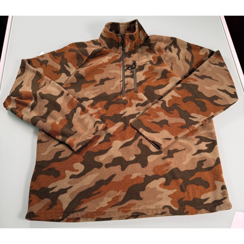 Starter Brand‎ Fleece Quarter Zip Pullover Mens L Camo Long Sleeve DadCore